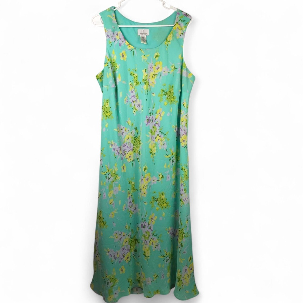 7JL Studio Womens Floral Dress 20WP Plus Petite Mint Green Sleeveless Lined Maxi